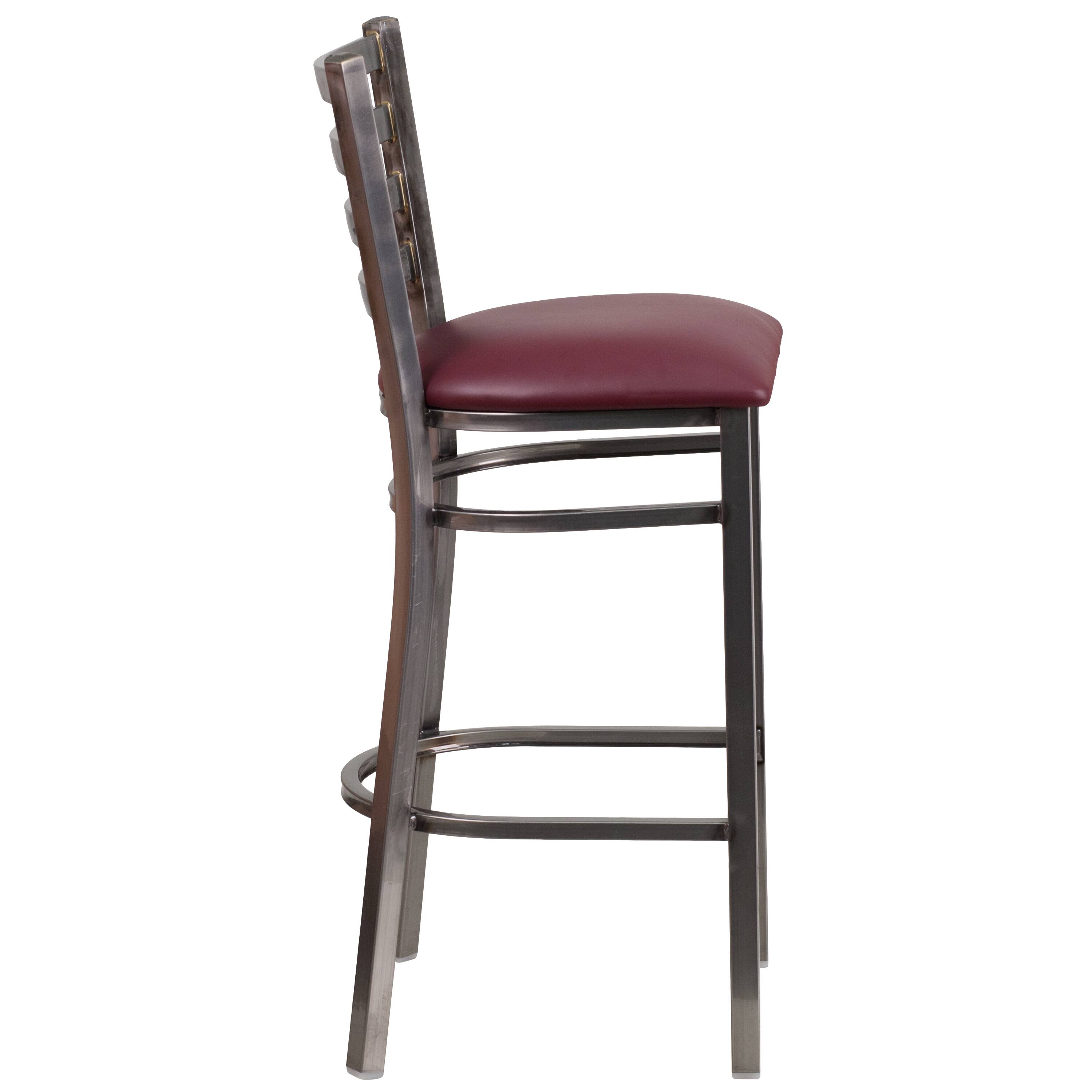 Emma + Oliver 2 Pack Clear Coated Ladder Back Metal Restaurant Barstool ...