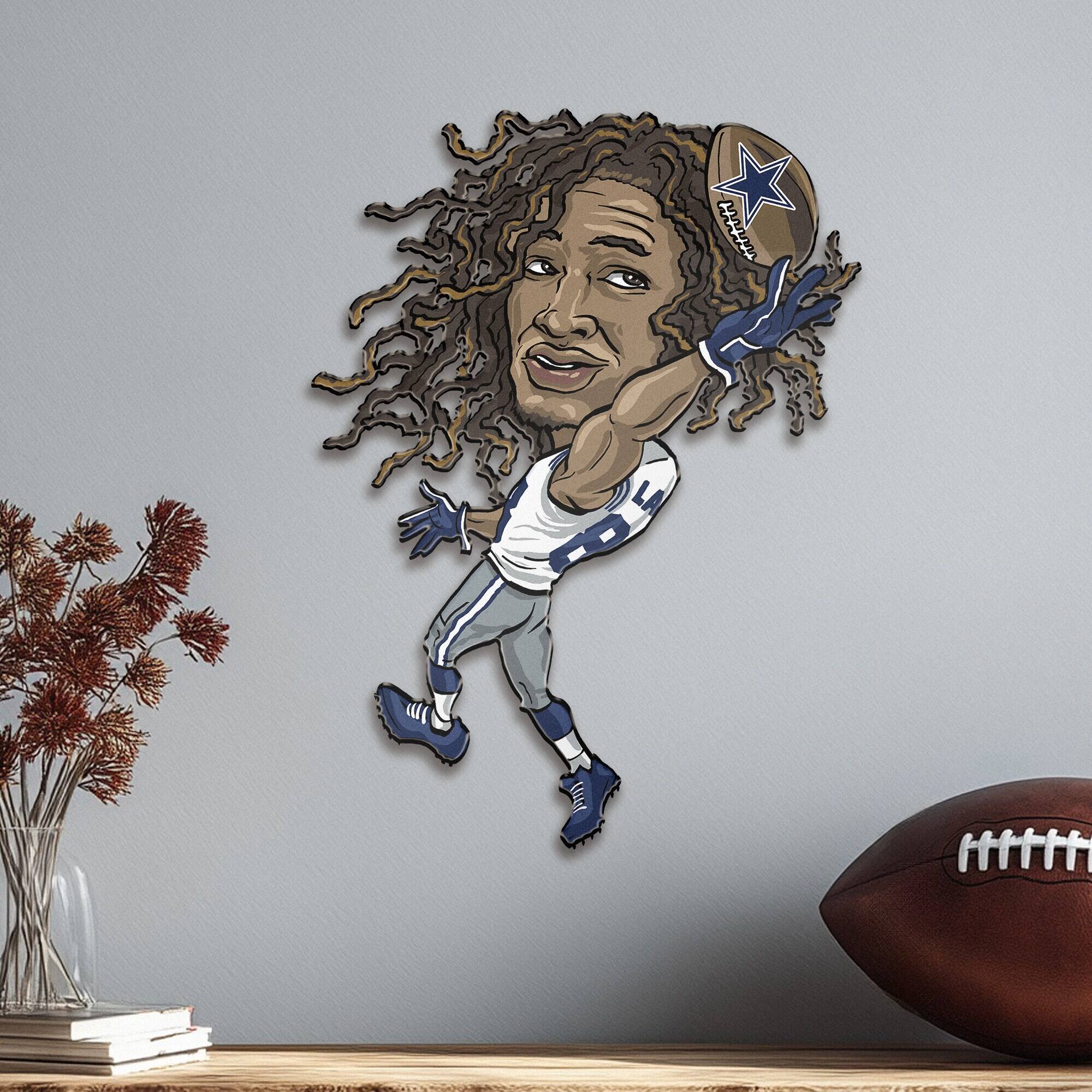 Alt View 1. Sporticulture - CeeDee Lamb Dallas Cowboys Metal Caricature Wall Art - Blue.
