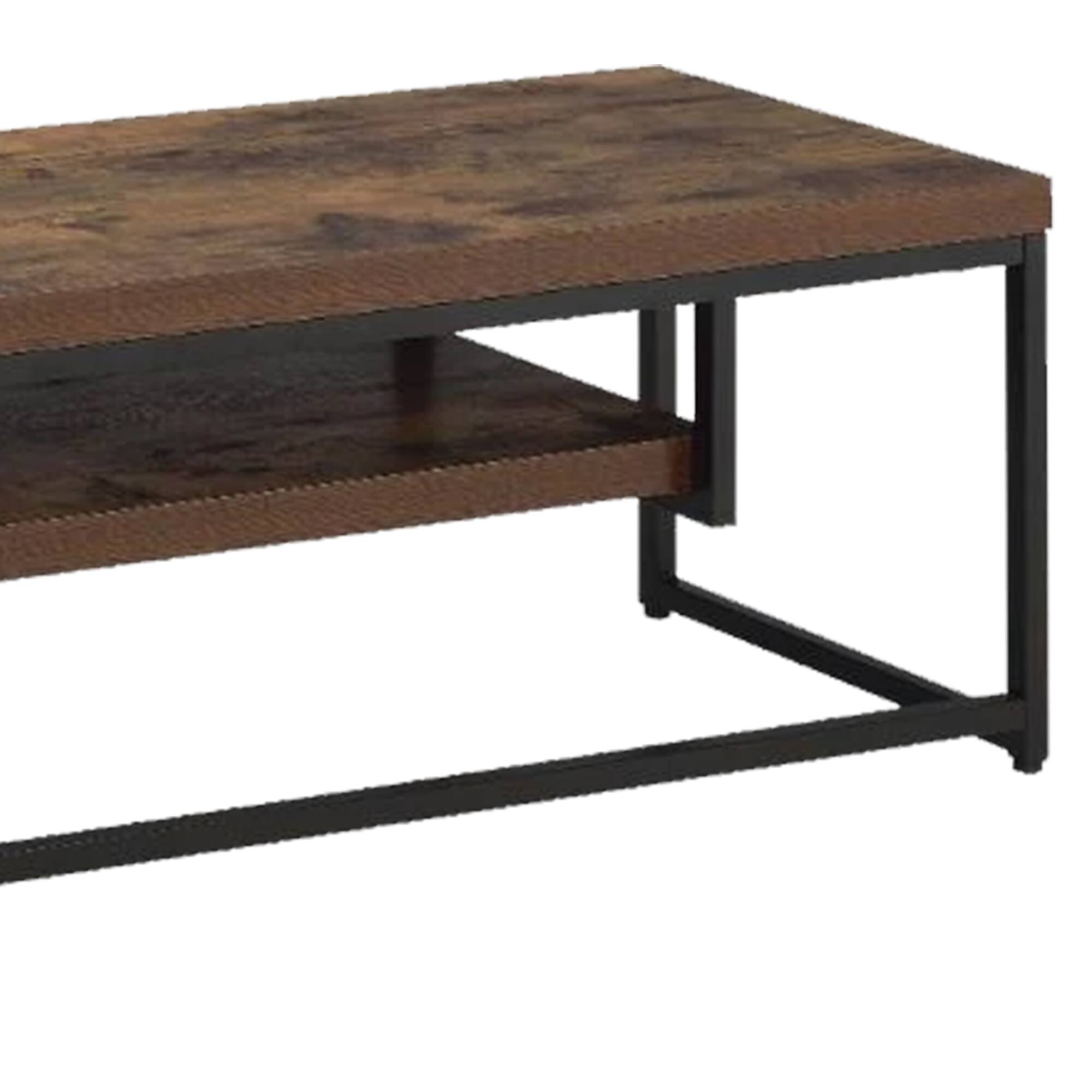 Alt View 1. Manhattan Lane - Wood And Metal TV Stand With One Shelf, Weathered Oak Brown And Black - Brown, Black.