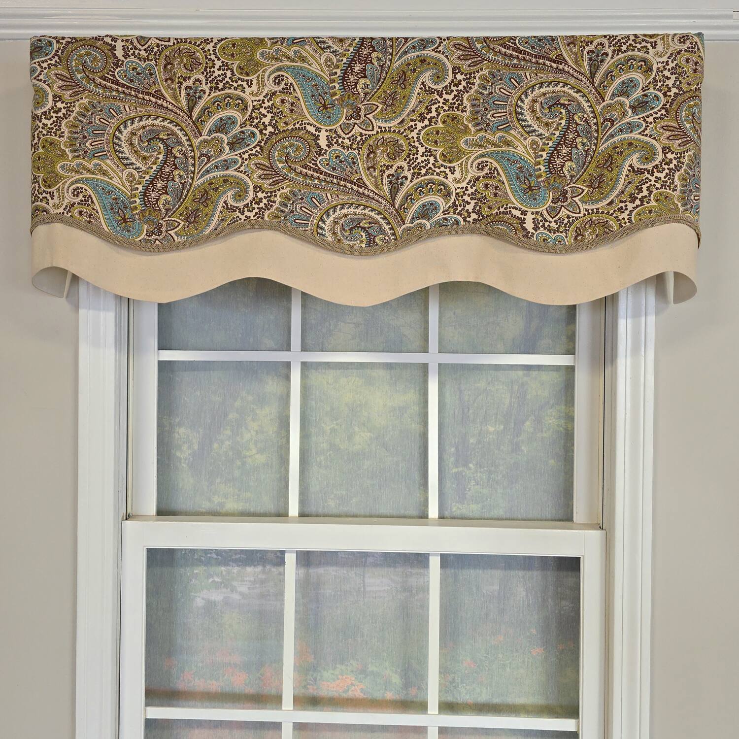 Angle. RLF Home - RLF Home 100% Cotton Edenbridge Glory  Fully lined Windows Rod Pocket Valance 50" x 16"  Gray - Gray.