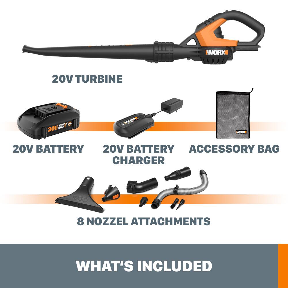 Alt View 14. WORX - WG545.1 20V AIR 120 MPH Cordless Handheld Blower (1 x 2.0 Ah Battery and 1 x Charger) - Black.