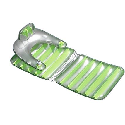 Front. Pool Central - Inflatable Swimming Pool Folding Lounge Chair Float - 74" - Green - Silver.