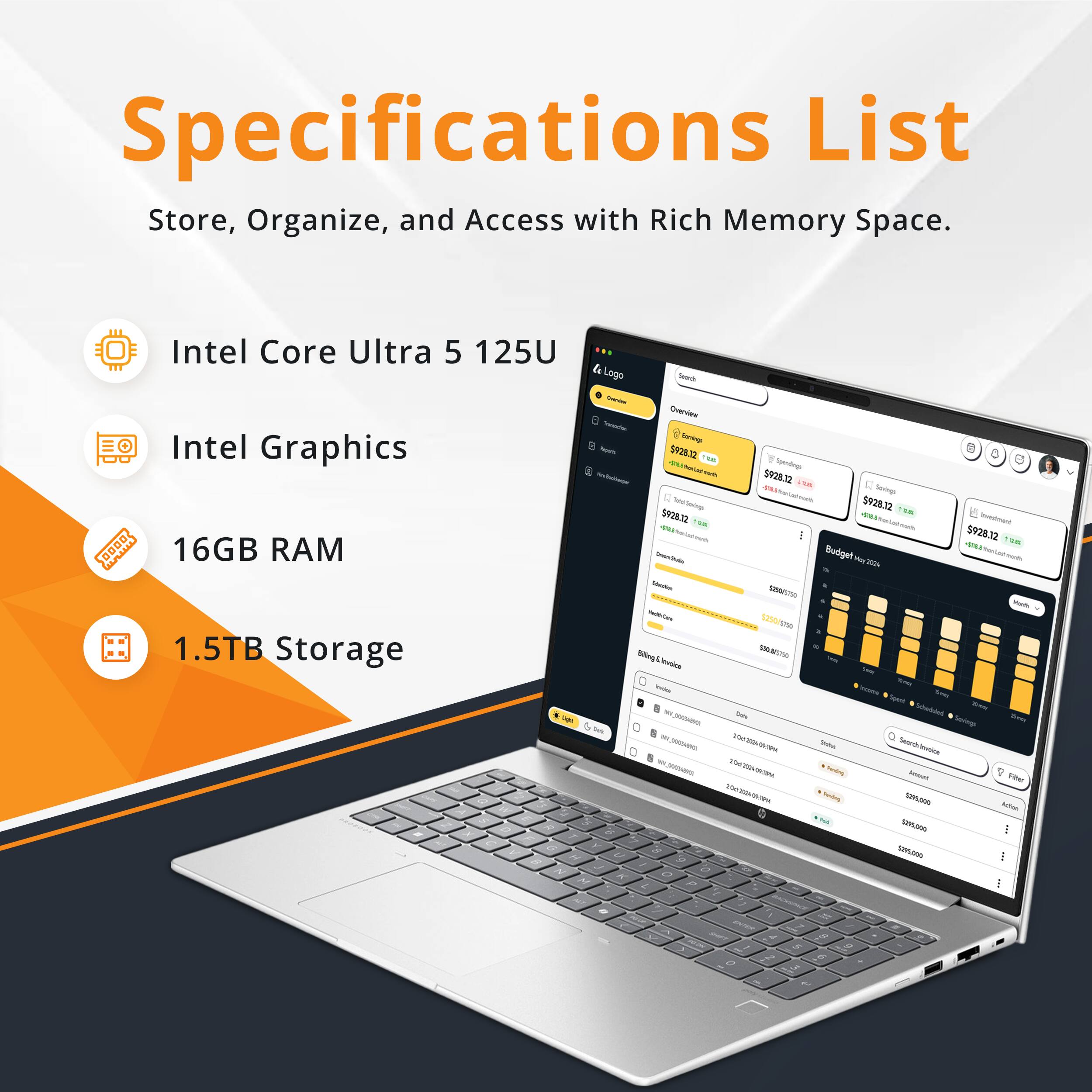 Specifications List  
Store, Organize, and Access with Rich Memory Space.

- Intel Core Ultra 5 125U
- Intel Graphics
- 16GB RAM
- 1.5TB Storage