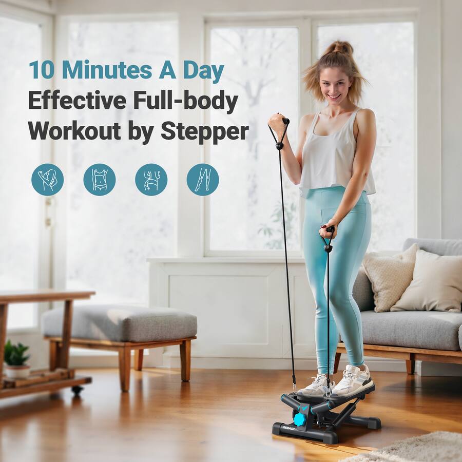 Merach Rocking Stepper MERACH Mini Stepper Stair Step Machine with Resistance Bands for Full ...