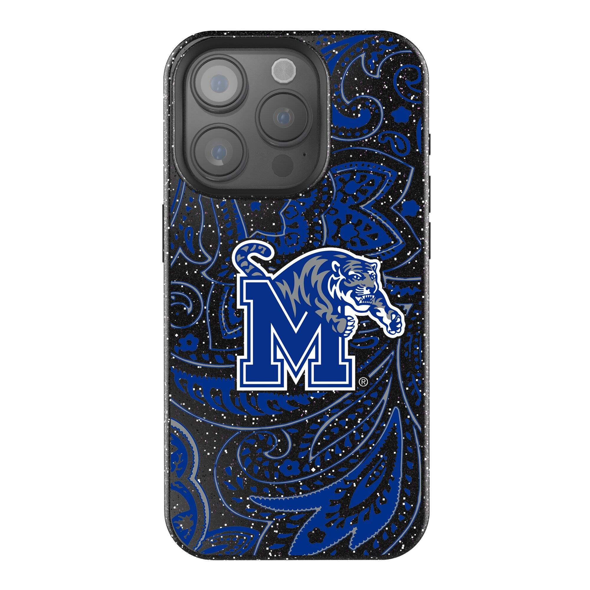 Front. Keyscaper - Memphis Tigers Paisley Bling iPhone Case - 16 - Black.
