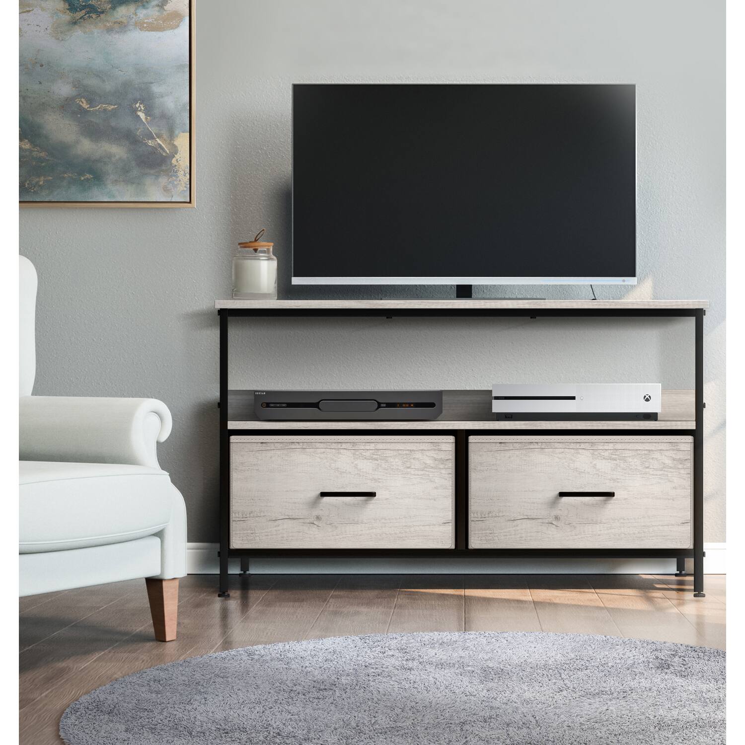 Alt View 2. Sorbus - Sorbus TV Stand with 2 Drawers – Fits Most Flat-Screen TVs – Modern Media Console with Gaming Console Storage - Beige - Rustic Beige.