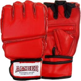 Amber Sporting Goods - Premium Grappling Gloves for MMA Leather Small - Red