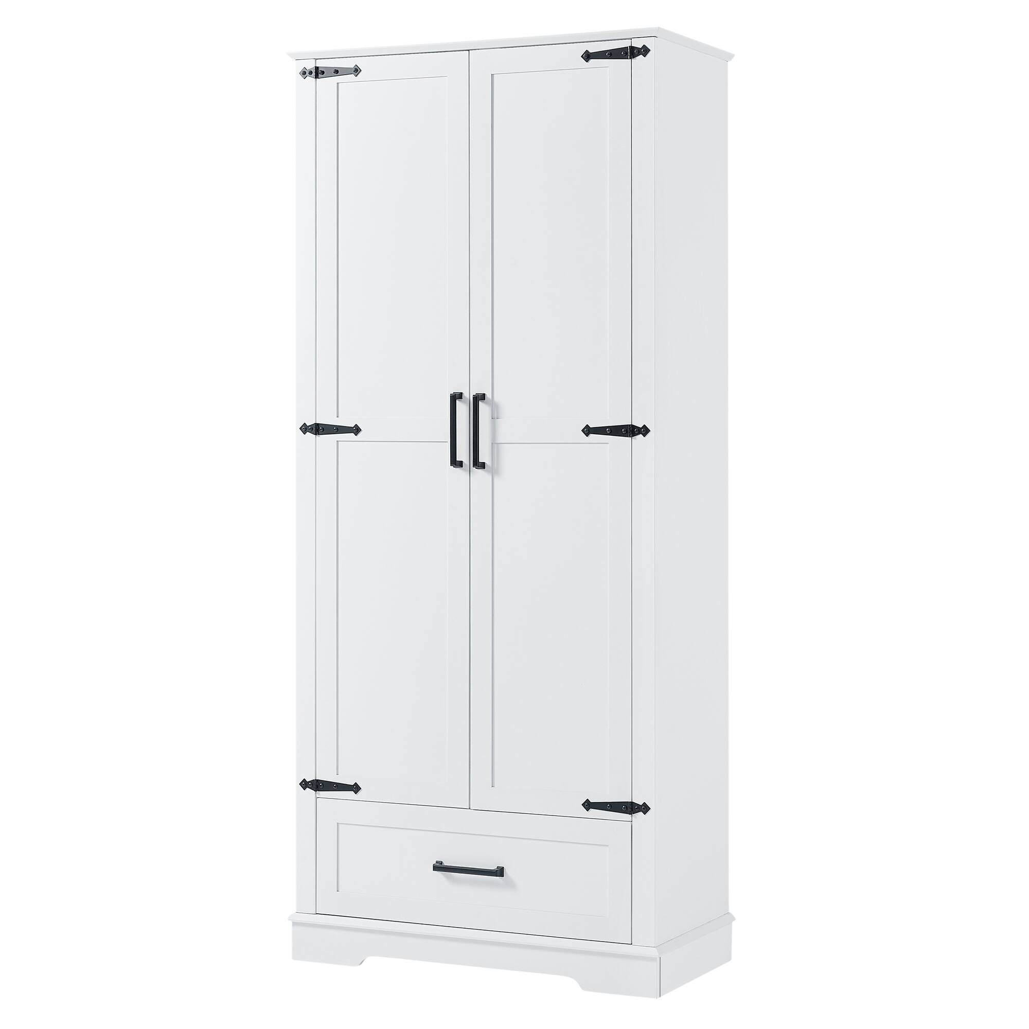 Alt View 4. SlickBlue - Tall Bathroom Storage Cabinet with Two Doors, One Drawer, and Adjustable Shelf - White.