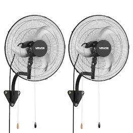 VEVOR - Wall Mount Fan, 18 in Wall Mounted Hanging Fan Oscillating, 3-Speed, Long Airflow Distance, Adjustable Rotation Angle - Black