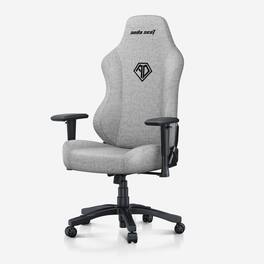AndaSeat - Phantom 3 Gaming Office Chair with Linen Fabric, Wide Seat, Lumbar & Head Pillows, Adjustable Armrests & Tilt Function - Ash Gray