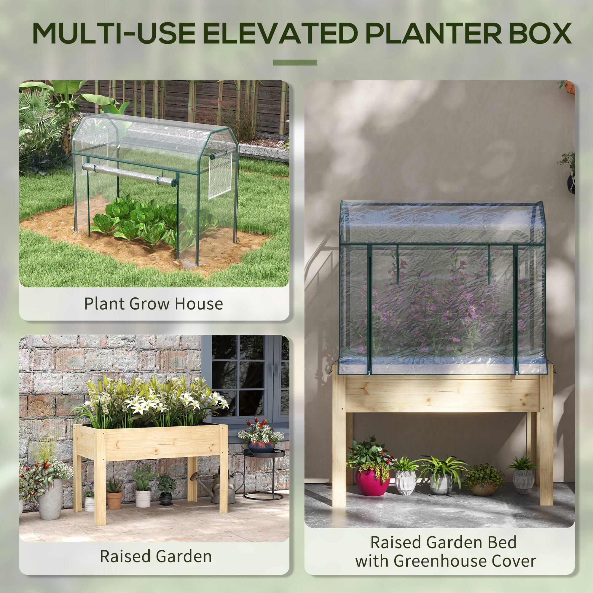 MULTI-USE ELEVATED PLANTER BOX

- Plant Grow House
- Raised Garden
- Raised Garden Bed with Greenhouse Cover