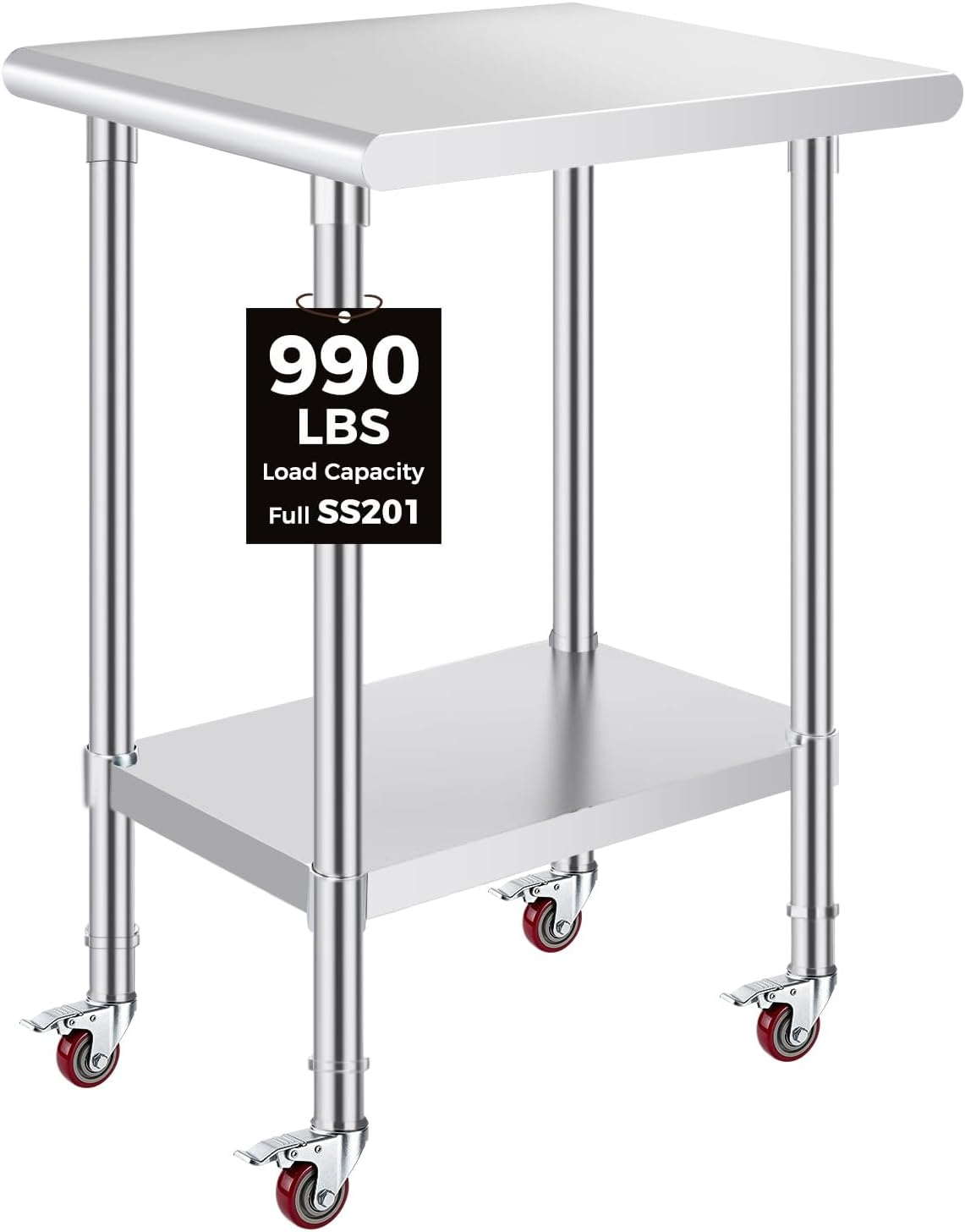 OSTBA - 24 × 18 Prep Table, NSF Commercial Heavy-Duty Work Table with Adjustable Undershelf & Feet - Stainless Steel