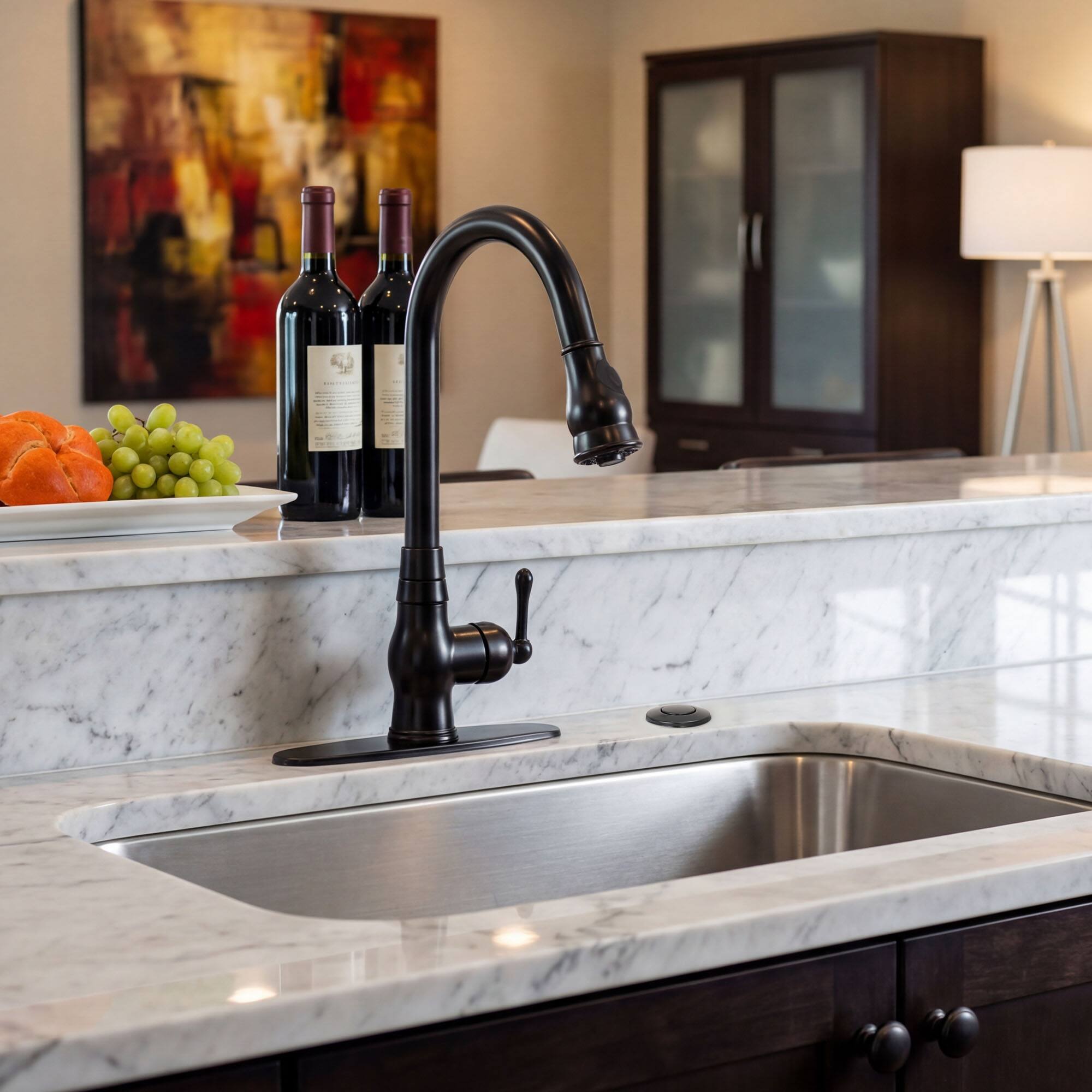 Alt View 3. Akicon - Akicon Sink Top/Counter Top Garbage Disposal Air Switch with Air Hose in Matte Black - Matte Black.