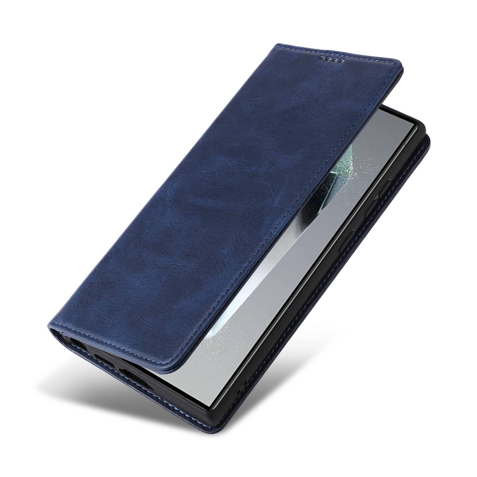 Left. Dteck - Case for Samsung Galaxy S25 Ultra,Wallet Case with Card Holder for Women Men,Shockproof PU Leather Flip Kickstand Cover - Darkblue.
