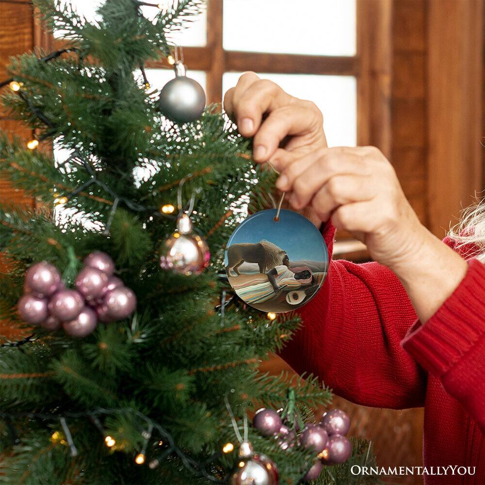 Alt View 1. OrnamentallyYou - Henri Rousseau the Sleeping Woman Ornament Famous Painting Christmas Decoration Souvenir - Multi-colored.