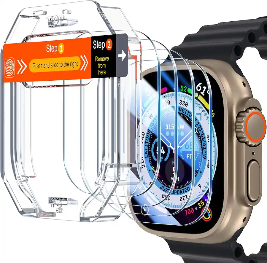 Screen Watch Screen Core Tech 4 Pack Tempered Glass Screen Protector for Apple Watch 49mm ...