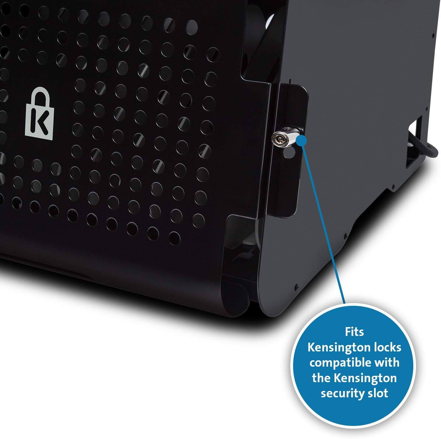 Fits Kensington locks compatible with the Kensington security slot