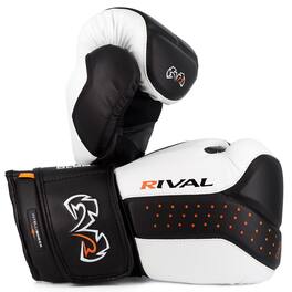 RIVAL - Boxing RB10 Intelli-Shock Hook and Loop Bag Gloves - Medium - Black/White