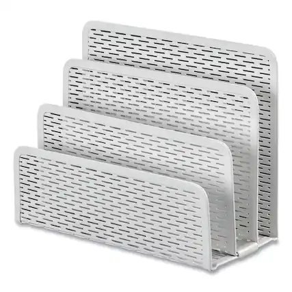 Front. Artistic - Artistic Urban Collection Punched Metal Letter Sorter, 3 Sections, Dl To A6 Size Files, 6.5" X 3.25" X 5.5", White.