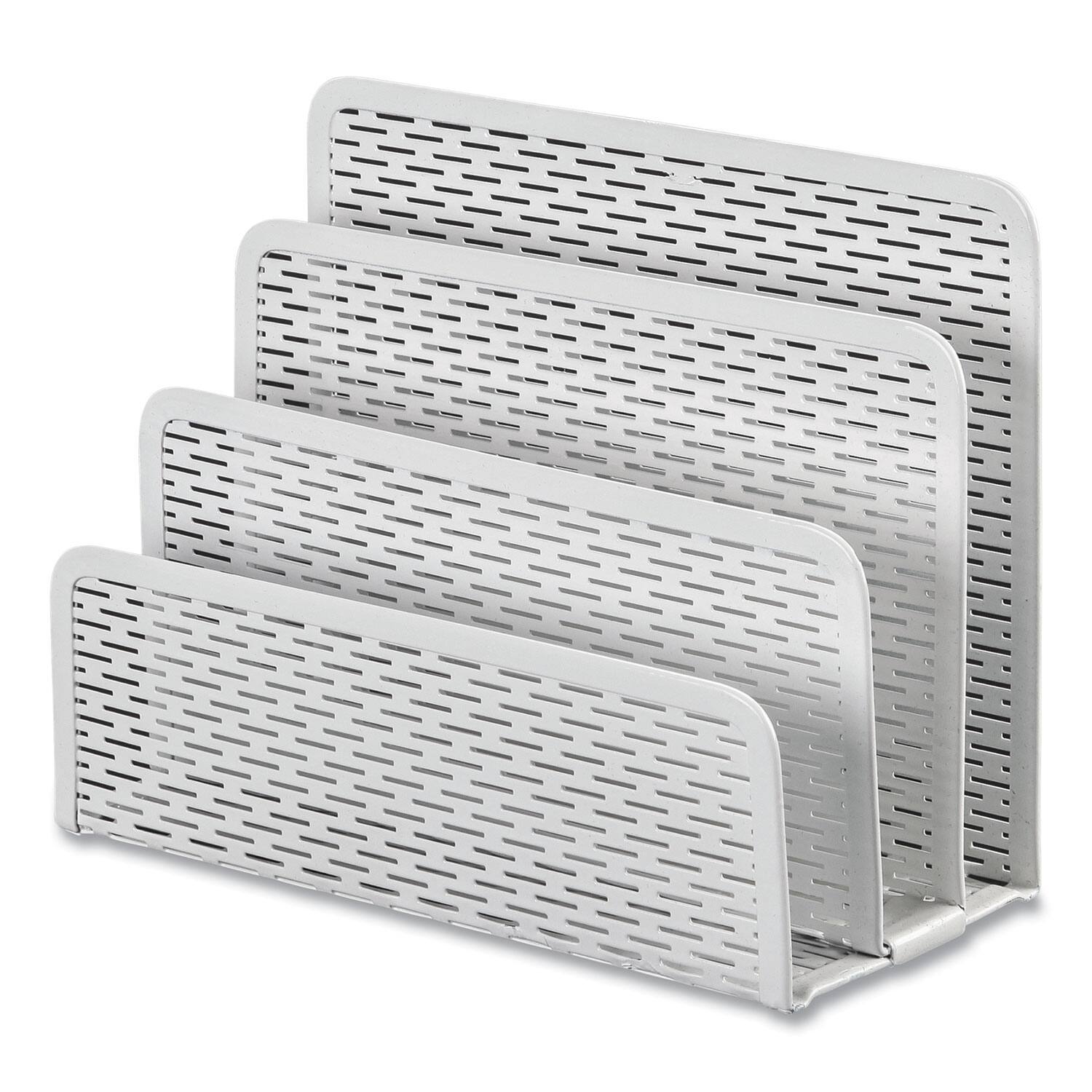 Front. Artistic - Artistic Urban Collection Punched Metal Letter Sorter, 3 Sections, Dl To A6 Size Files, 6.5" X 3.25" X 5.5", White.