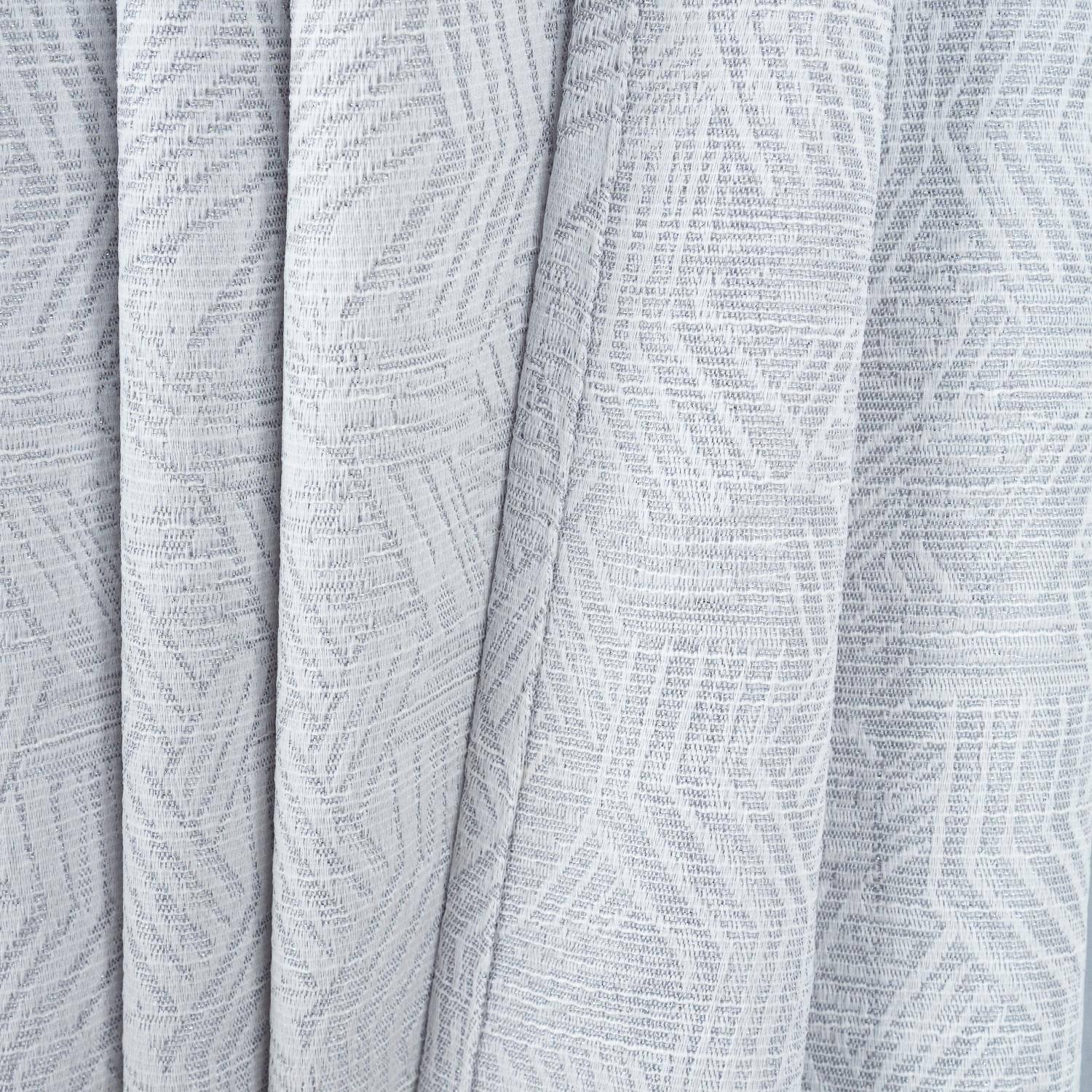 Left. RT Designers Collection - RT Designer Collection Wilton Jacquard Grommet Luxurious Modern Design Curtain Panel 54" x 84" Silver - Silver.