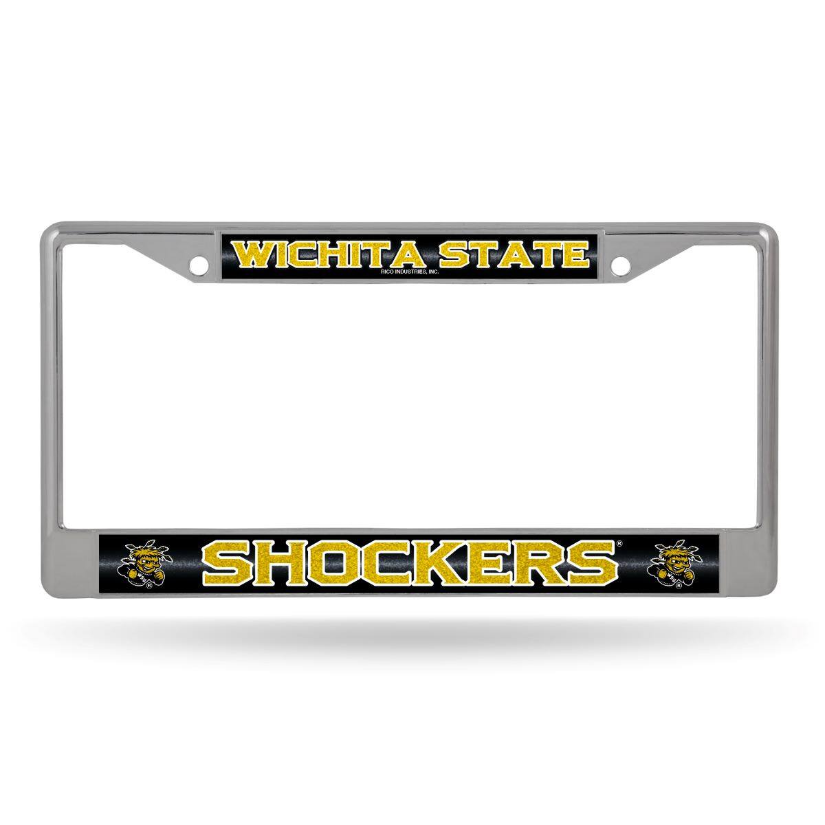 Wichita State Shockers Sparkly Glitter Bling Look Chrome License Plate Frame