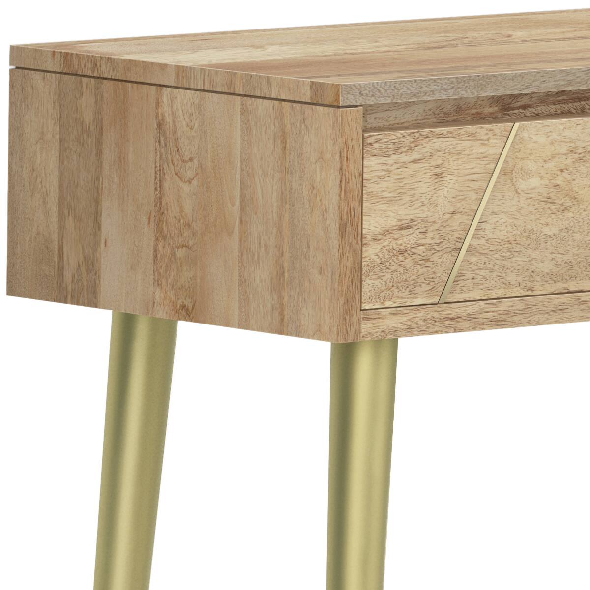 Alt View 4. Simpli Home - Jager SOLID MANGO WOOD and Metal 48 inch Wide Mid Century - Contemporary Console Table in Natural - Natural.