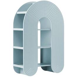 FurniFact - arched bookshelf with spacious shelves and nylon textile finish - Blue