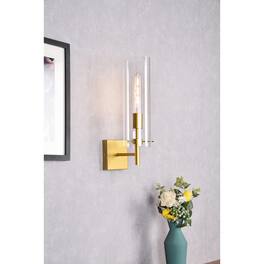Living District - Savant 1 light brass wall sconce - Brass And Clear