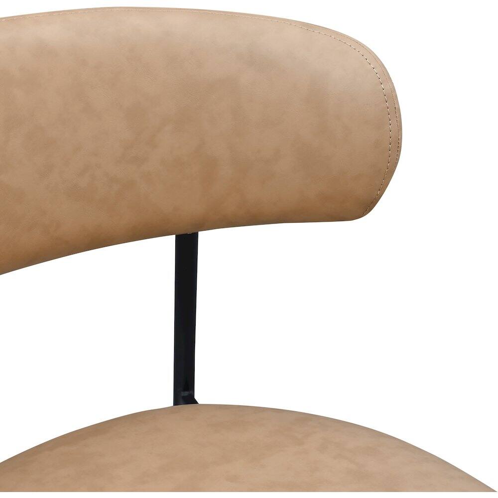 Alt View 4. Meridian Furniture - Lupita Tan Vegan Leather Dining Chair, Set of 2 - Brown.