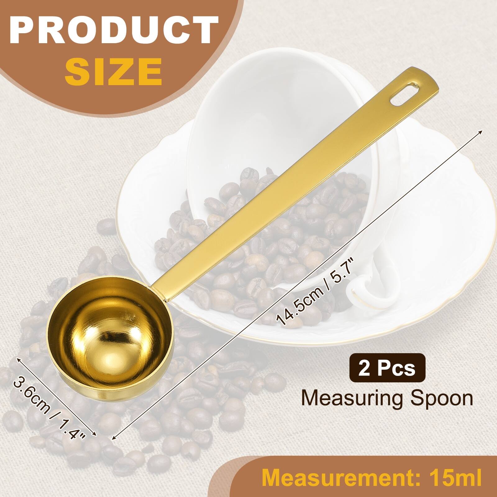 PRODUCT SIZE

3.6cm / 1.4" / 5.7"  
14.5cm

2 Pcs  
Measuring Spoon

Measurement: 15ml