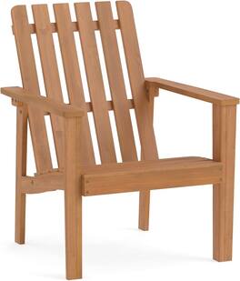 Gymax - Adirondack Chair Acacia Wood Outdoor Patio Chair w/ Slatted Backrest & Seat - Yellow