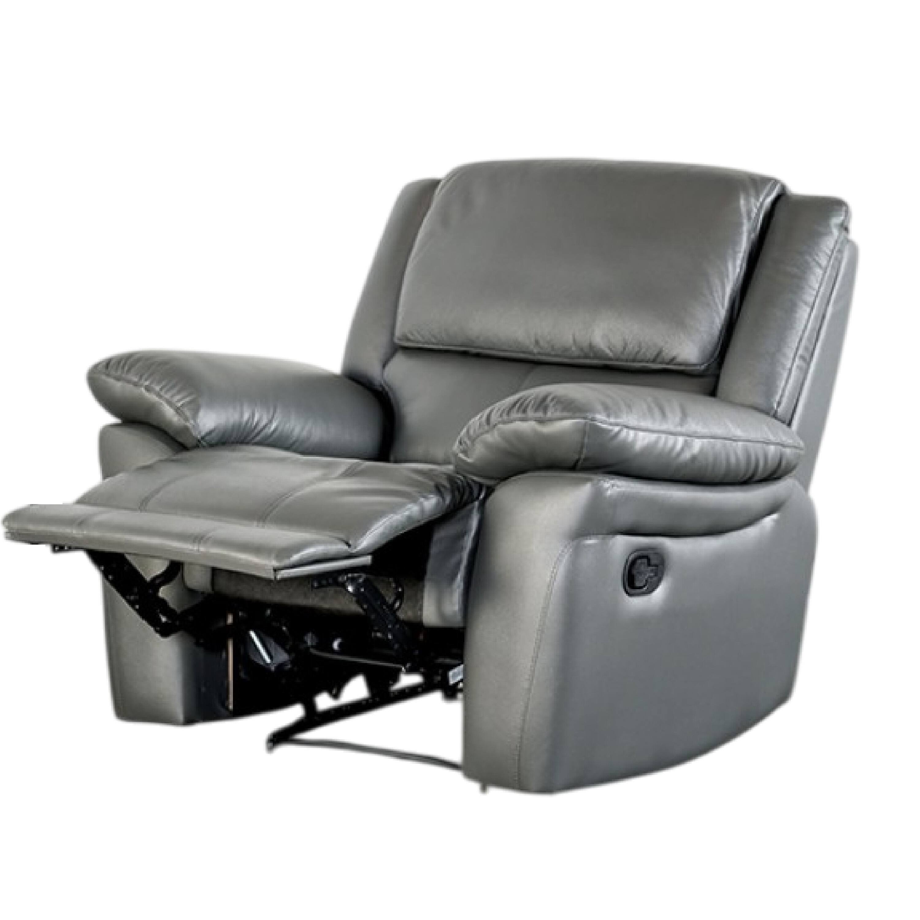 Alt View 2. Manhattan Lane - Larus Manual Recliner Chair, Pillow Top Arms, Dark Gray Leather Match - Dark Gray, Black.
