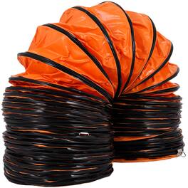 VEVOR - PVC Flexible Ducting, 32 ft / 10 m, Strong Vinyl Material PVC Flexible Duct Hosing, Fit 12 Inch / 304.8 mm Diameter - Orange