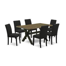 East West Furniture - 7-Pc kitchen dining table set Includes 6 Dining Chairs with Upholstered Seat and High Back and a - Multi-Color