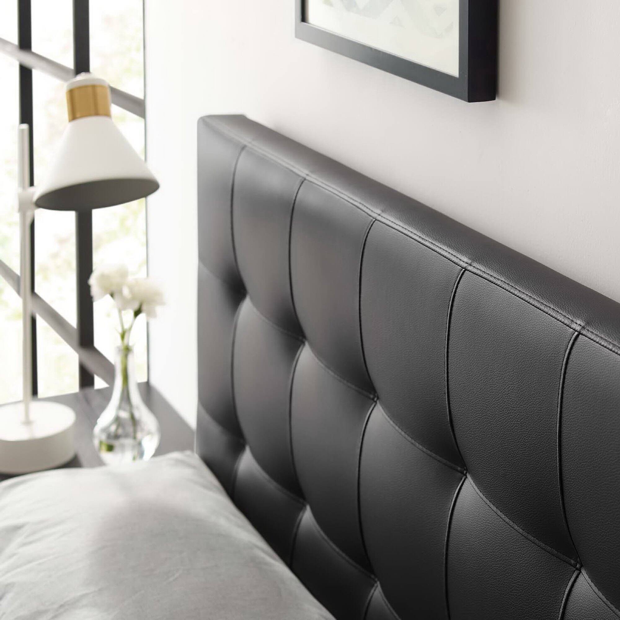 Alt View 1. Modway - Lily Upholstered Vinyl Queen Headboard by Modway - Black.