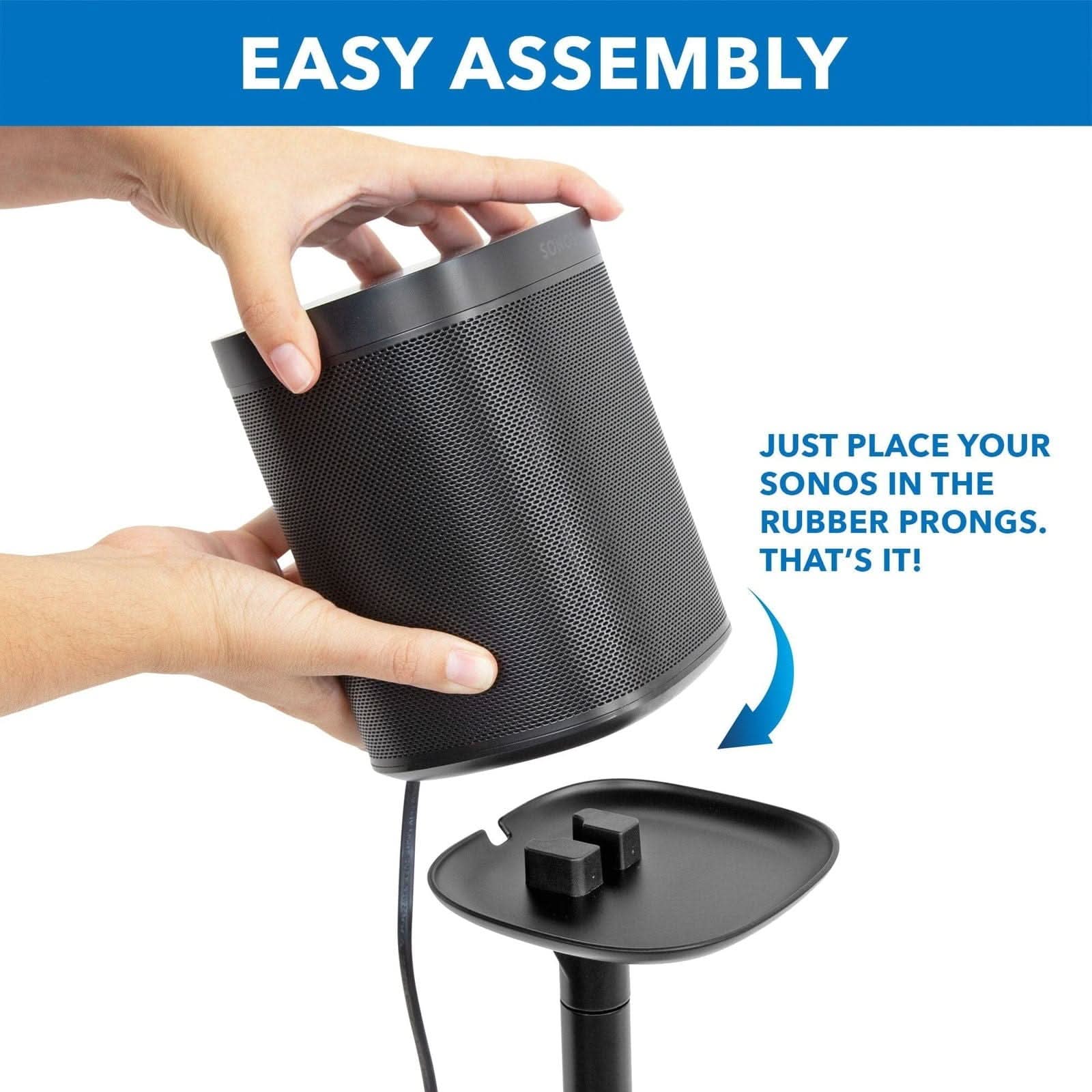 EASY ASSEMBLY

JUST PLACE YOUR SONOS IN THE RUBBER PRONGS.

THAT'S IT!