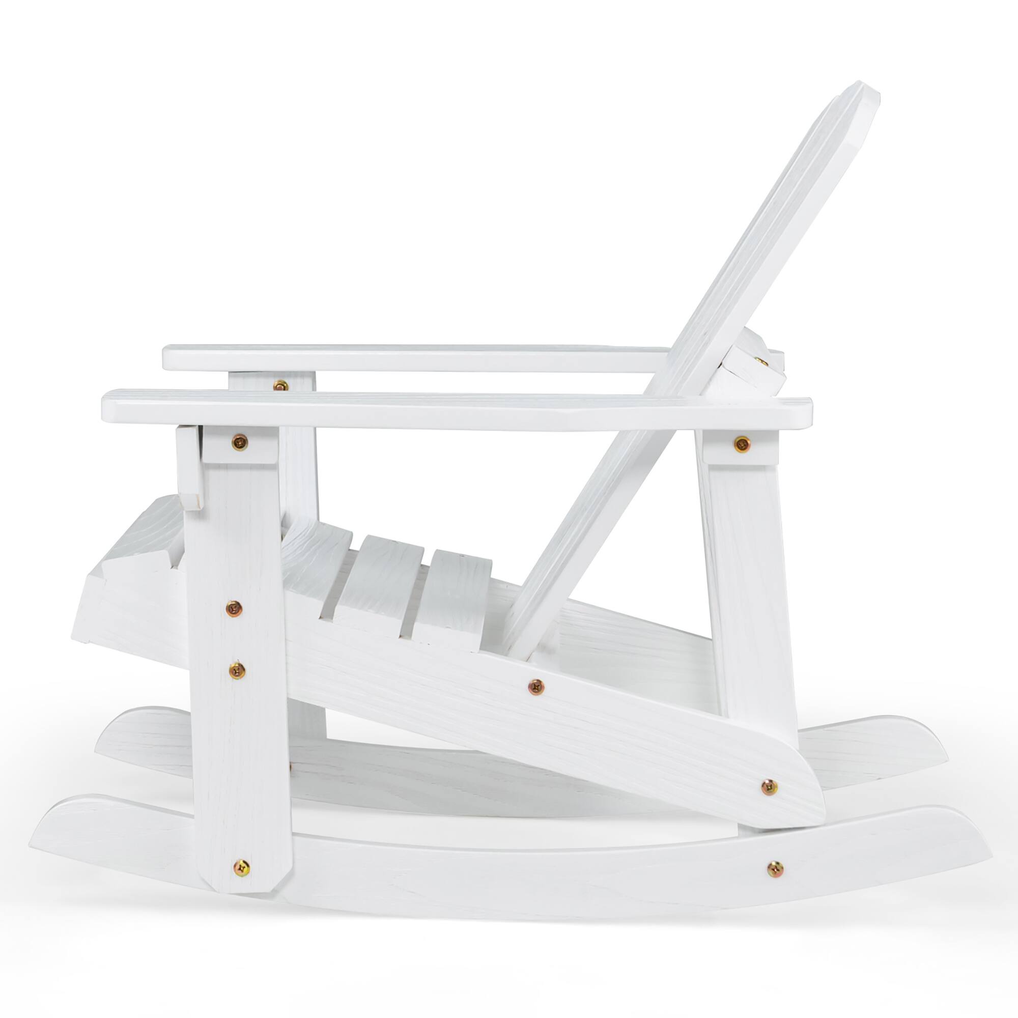 Alt View 9. Gymax - Gymax 4PCS Kid Adirondack Rocking Chair Outdoor Solid Wood Slatted seat Backrest White - White.