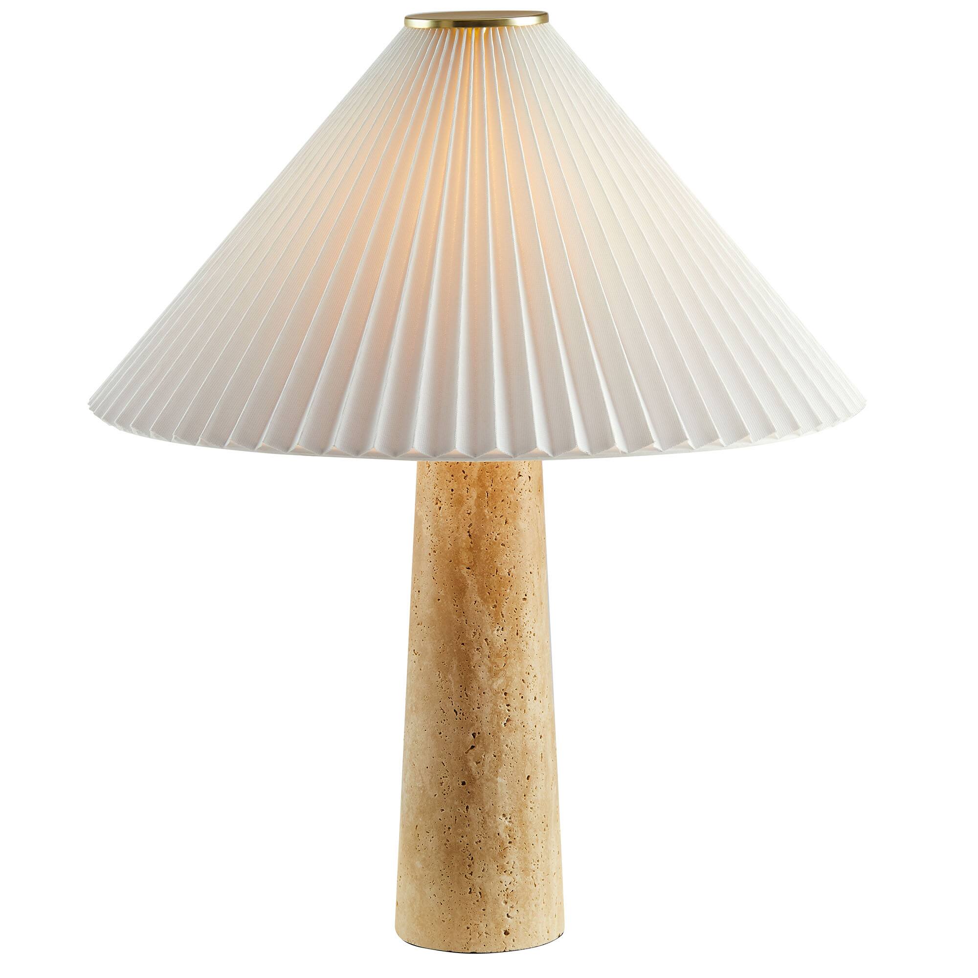 Alt View 4. Modway - Cove Travertine Table Lamp With Pleated Shade by Modway - Travertine.