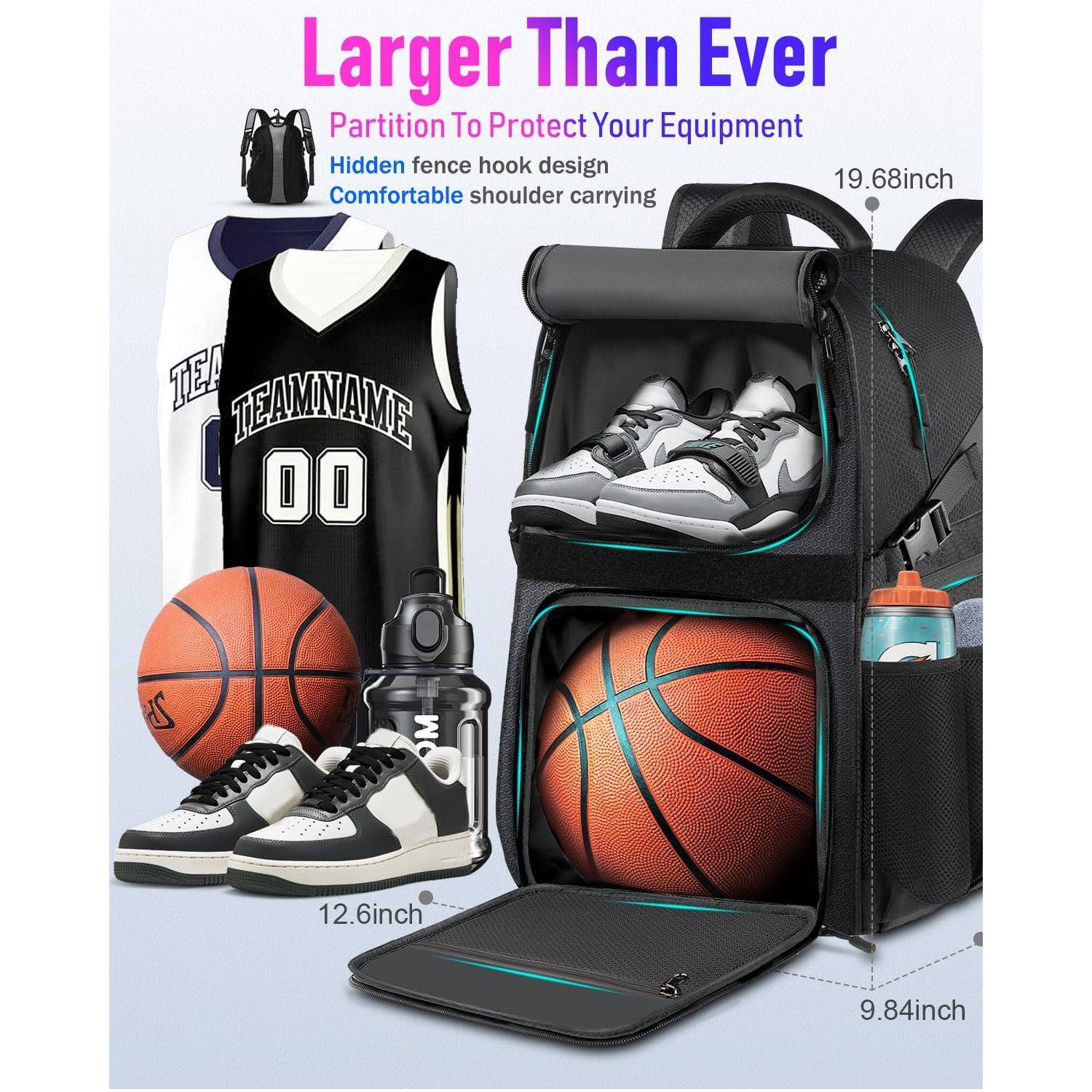 Back. Cozy Serene - Basketball Bag Backpack With Ball Holder Shoes Compartment  Large Accessories Sports - White.