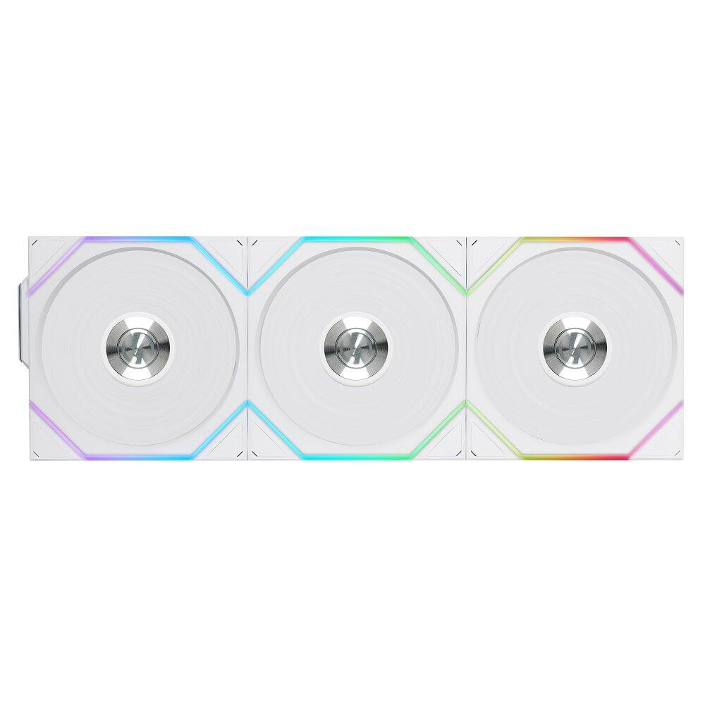 Left. Lian Li - UNI Fan TL 120 Wireless Control Fan with LCP Fan Blades Triple Pack - With Controller - White(12TL1W3W) - White.