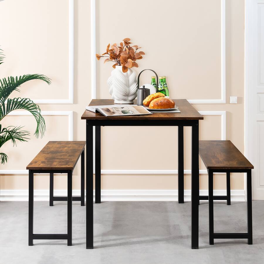 Costway 3pcs Dining Table Set Modern Studio Collection Table and 2 ...