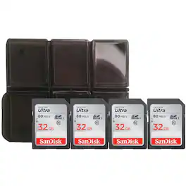 4x SanDisk 32GB SDHC Ultra 80MB/s + Memory Card Holder