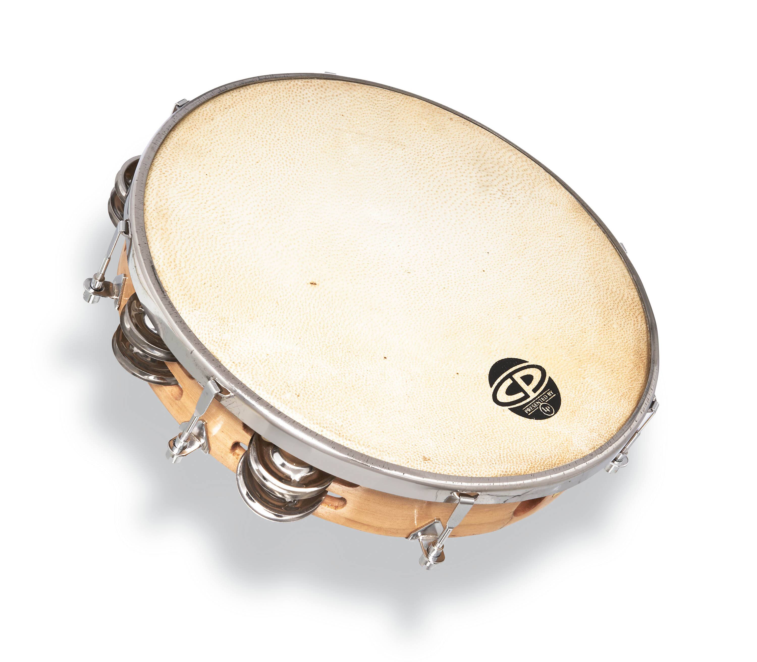 Angle. Latin Percussion - CP Double Row Tuned Tambourine Steel, 10".