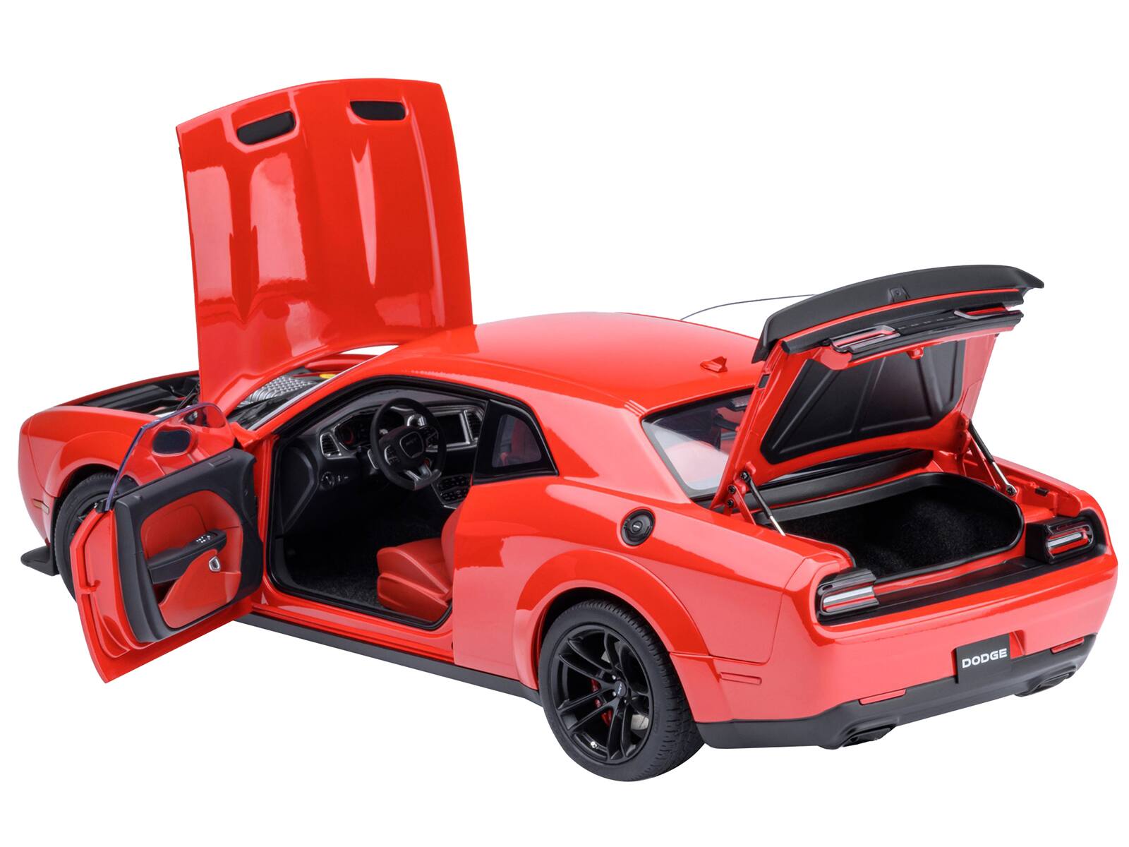 Alt View 1. Autoart - 2022 Dodge Challenger SRT Jailbreak Torred with Red Interior 1/18 Model Car by Autoart.
