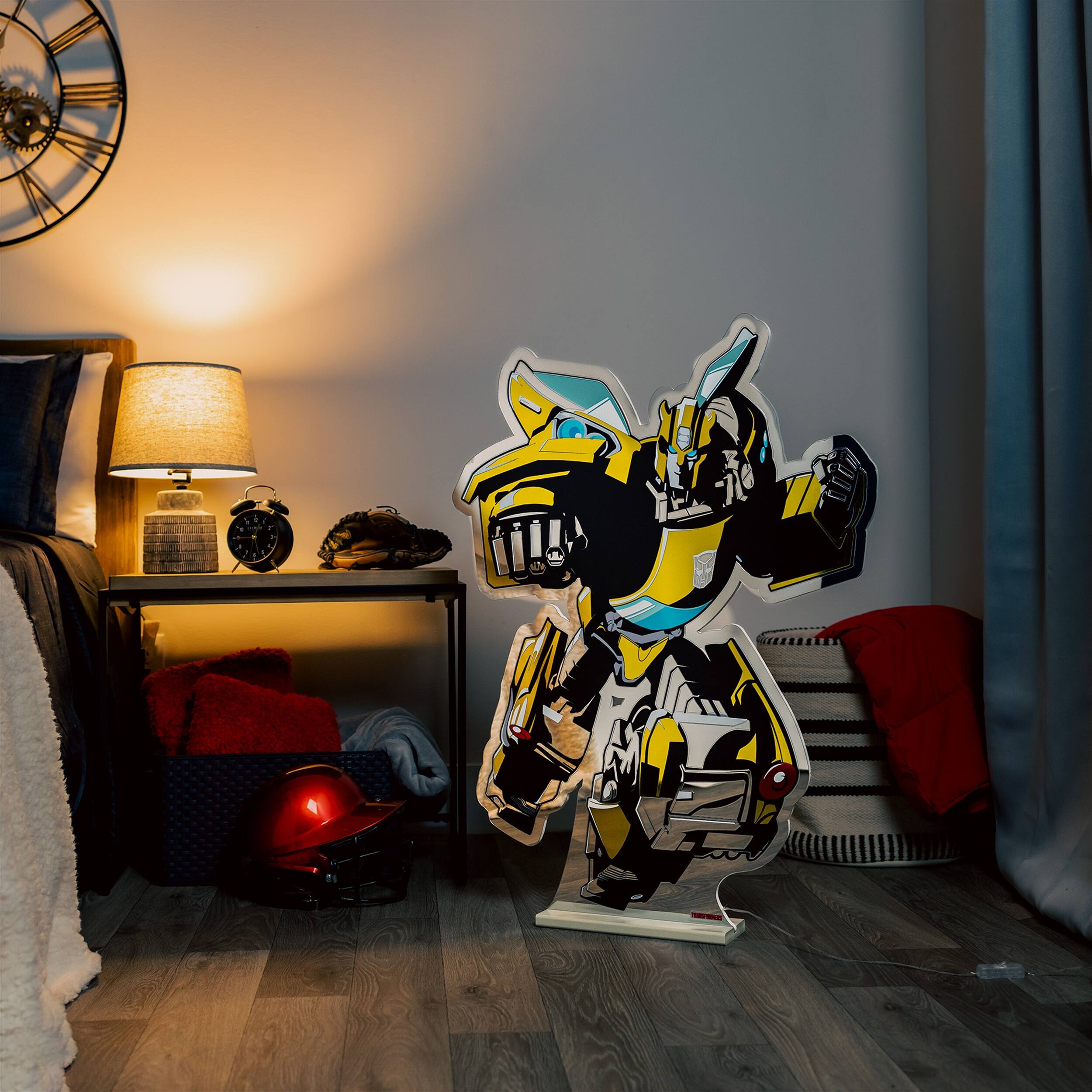 Left. BreeBe - Transformers Bumblebee Ekkolight 36"H - Yellow, Black, White.