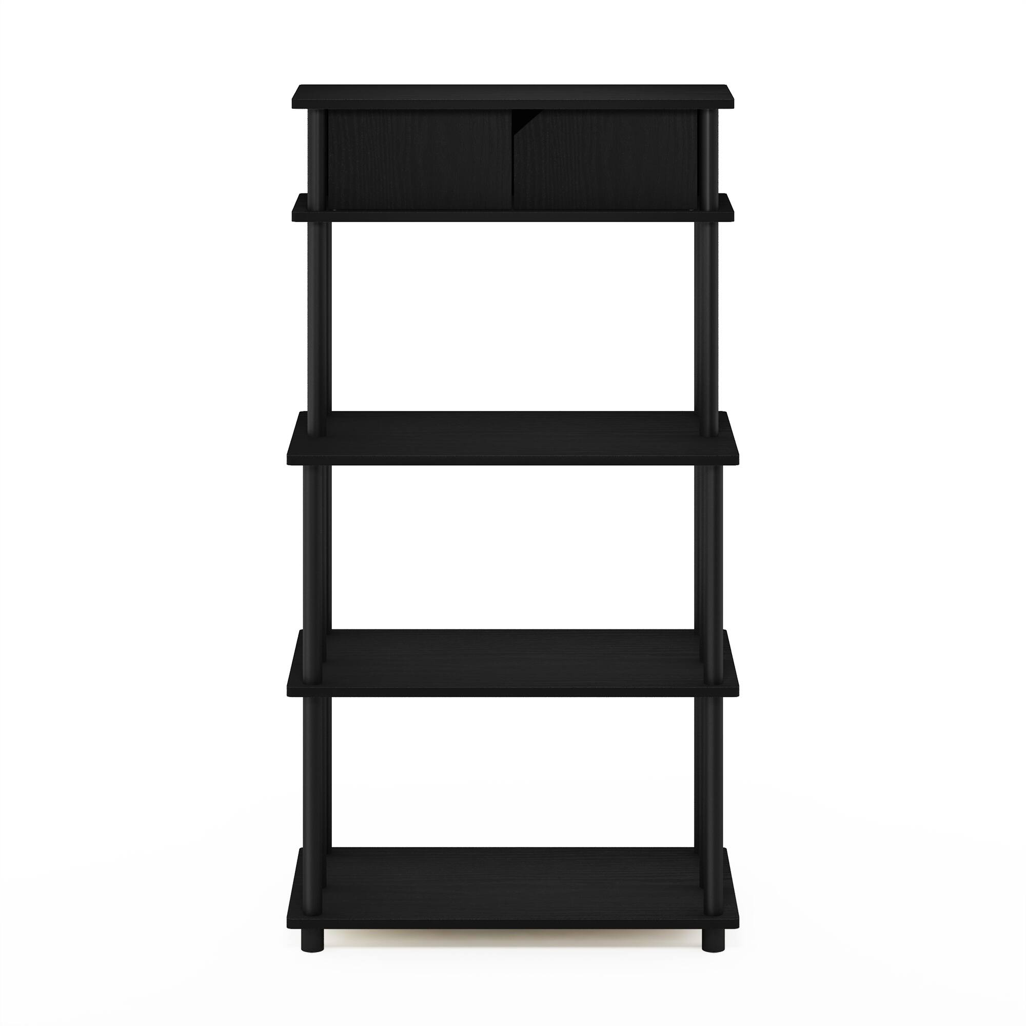 Alt View 2. Furinno - Turn-N-Tube Toolless Kitchen Storage Shelf with Top Cabinet - Americano/Black.