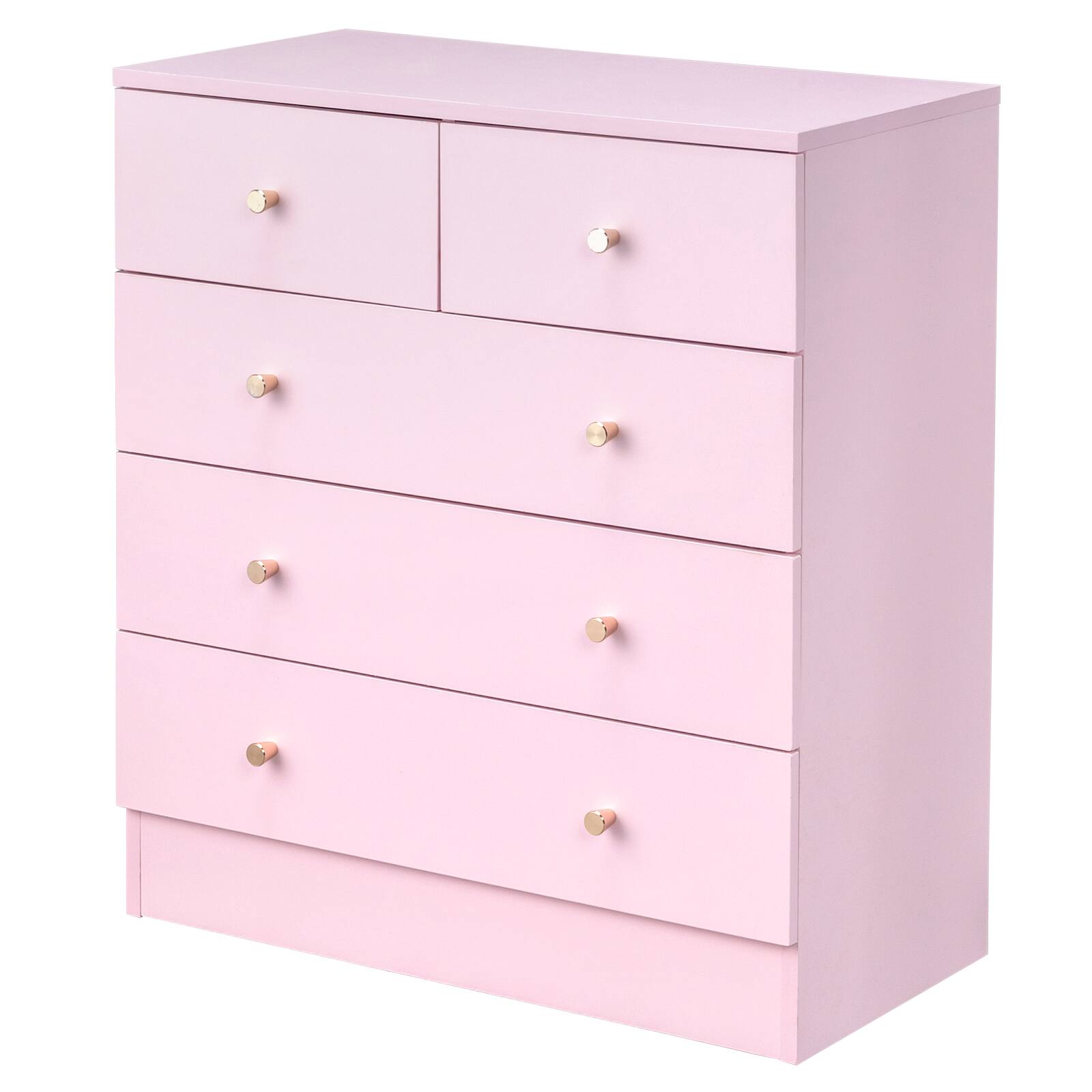 Alt View 8. Kadyn - 5 Drawer Dresser with Gold Handle, Nursery Dresser Chest Of Drawers Organizer - Pink.