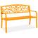 Front. Best Choice Products - Best Choice Products Outdoor Steel Bench Garden Patio Porch Furniture w/ Floral Design Backrest - Marigold - Marigold.