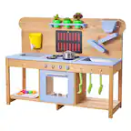 Front. VEVOR - Mud Kitchen, Outdoor Mud Kitchen for Kids, Wood Outdoor Play Kitchens with Stoves, Hooks, Double Sinks, Planting Shovels - Natural Fir.